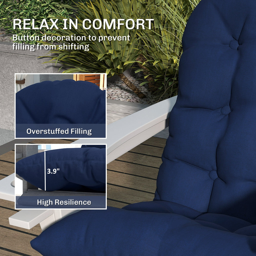 Tufted High-Back Adirondack Cushions Set of 2, Navy, with Ties & Non-Slip