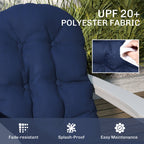 Tufted High-Back Adirondack Cushions Set of 2, Navy, with Ties & Non-Slip