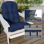 Tufted High-Back Adirondack Cushions Set of 2, Navy, with Ties & Non-Slip