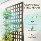 35" x 16" x 70" Raised Garden Bed with Trellis and Privacy Screen, Grey Wood Effect