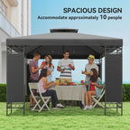 10 x 10 ft Canopy Gazebo with Double Roof and Mesh Screen Panels, Dark Grey