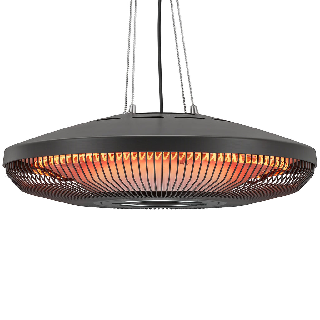 Electric Hanging Patio Heater with LED Light, 750/1500 W Infrared Heat & 24-Hour Timer