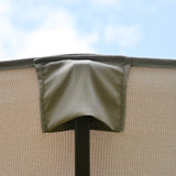 15' Outdoor Patio Umbrella with Twin Canopy, Lift Crank and Sandbag, Light Grey