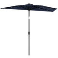 2.6 m Half Garden Parasol with Solar LED Lights and Tilt, Dark Blue