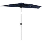 2.6 m Half Garden Parasol with Solar LED Lights and Tilt, Dark Blue