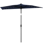 2.6 m Half Garden Parasol with Solar LED Lights and Tilt, Dark Blue