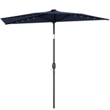 2.6 m Half Garden Parasol with Solar LED Lights and Tilt, Dark Blue