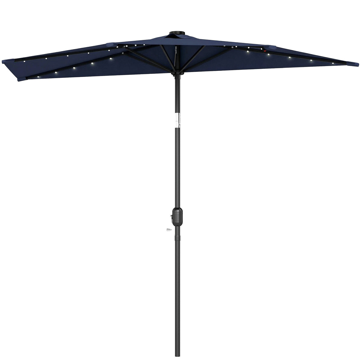 2.6 m Half Garden Parasol with Solar LED Lights and Tilt, Dark Blue