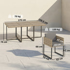 7-Piece Light Brown Rattan Dining Set with WPC Table, 6 Chairs & 12 Cushions