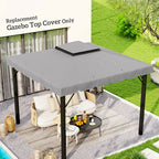 10' x 10' Gazebo Replacement Top with Double Vented Roof for Outdoor Patio Use, Light Gray