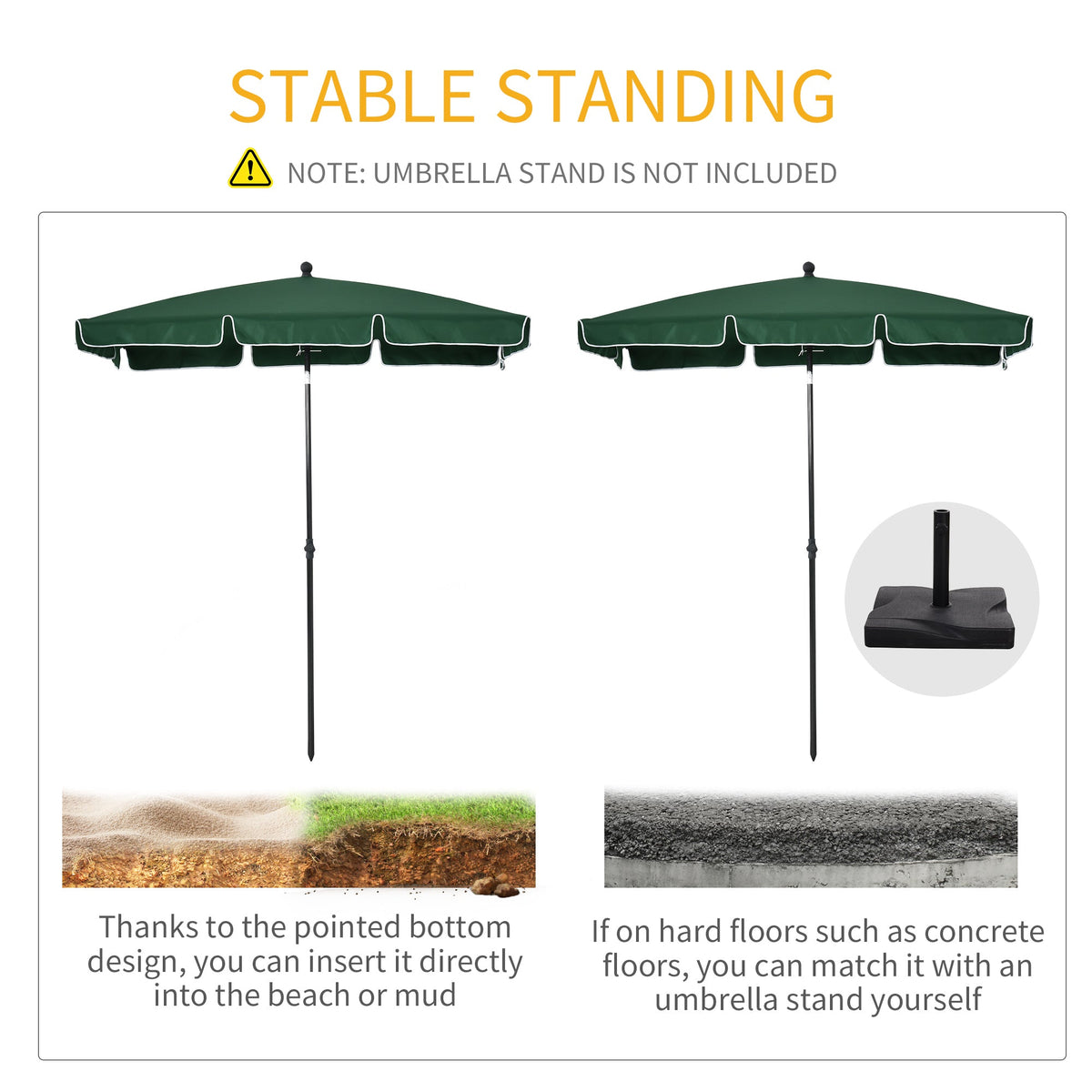 6.5 x 4ft Rectangle Patio Umbrella with Aluminum Pole and Tilt, Green