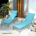 2-Piece Outdoor Lounge Chair Cushions, 76" x 23", Light Blue
