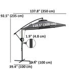 118.1" Offset Patio Umbrella with Cover, Tilt and Wind Strap, Grey