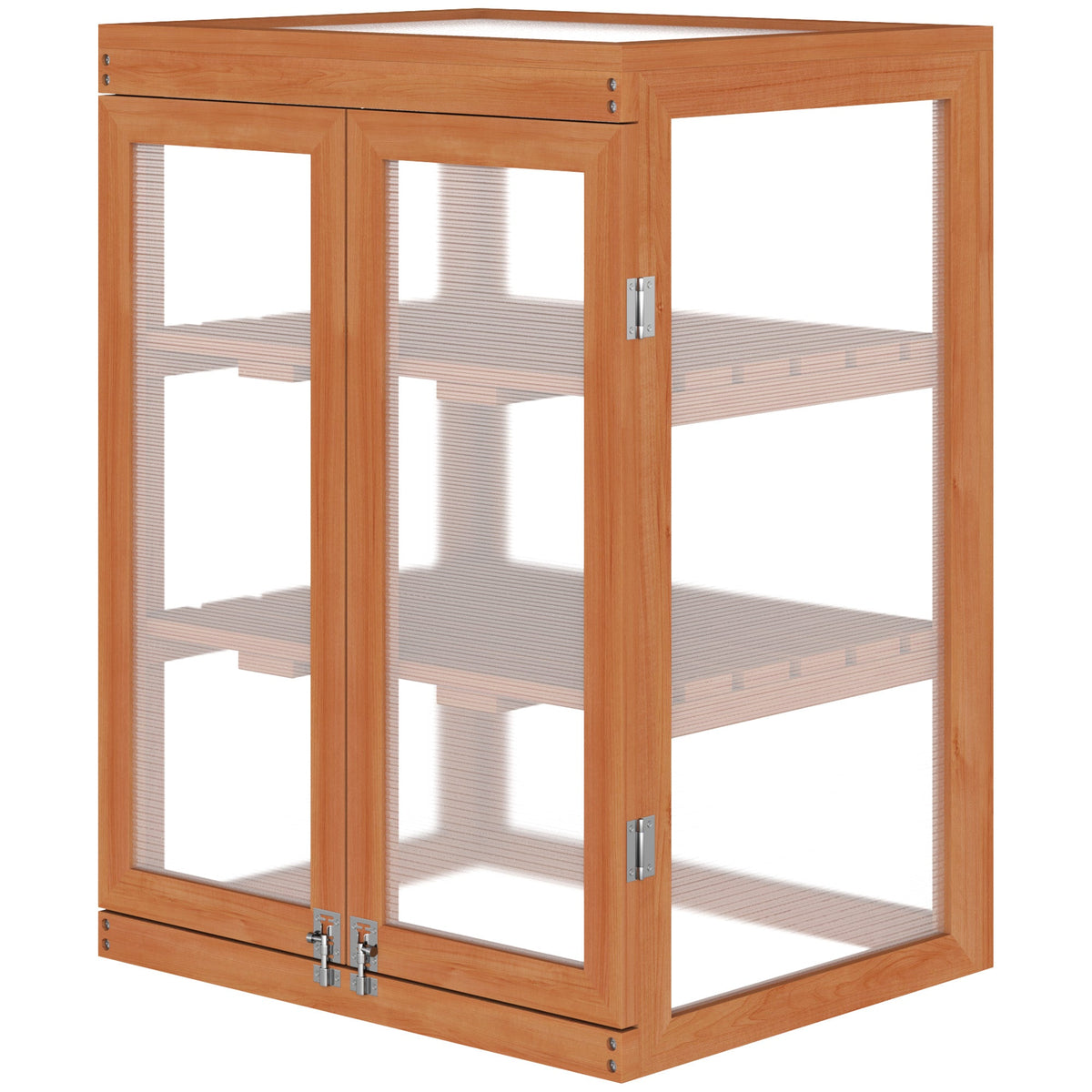 Wooden 2 Tier Cold Frame Greenhouse with Polycarbonate Panels, Orange