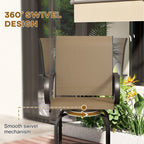 2-Piece Swivel Outdoor Bar Stools with Armrests, Tan