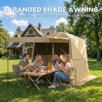 2 x 2 m Pop Up Gazebo with Awning, Sides, Mesh Windows & Carry Bag, Khaki