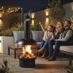 Chimney Fire Pit with Poker and Charcoal Grid, Black