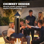 Chimney Fire Pit with Poker and Charcoal Grid, Black