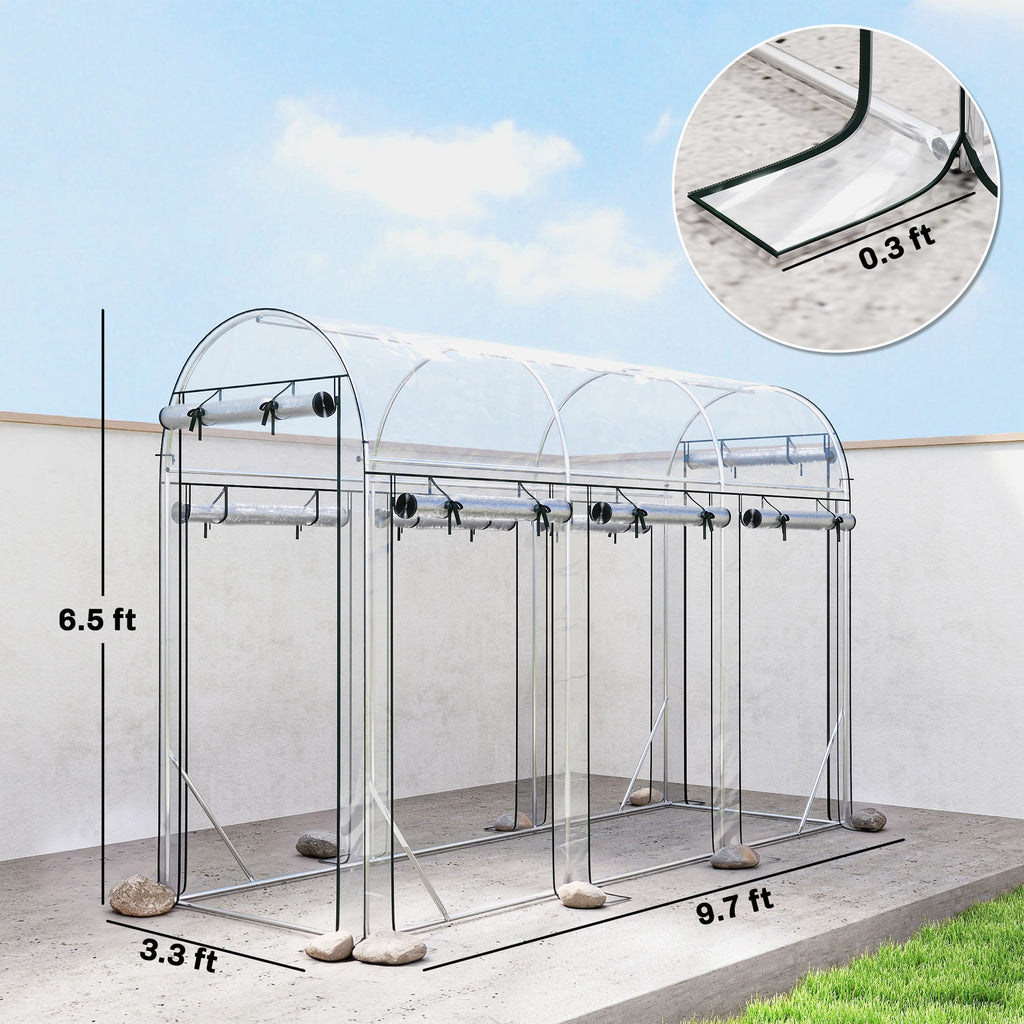10' x 3' x 6.5' Walk-in Tunnel Greenhouse, Clear