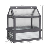 35.5" x 22.5" x 38.25" Raised Garden Bed Greenhouse, Gray