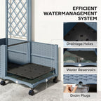 56.3" Self-Watering Planter Box with Trellis and Wheels, Gray