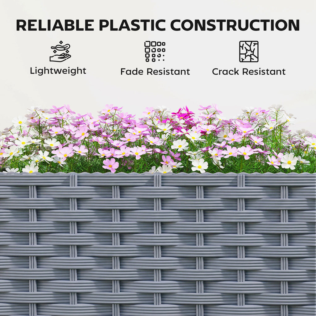 56.3" Self-Watering Planter Box with Trellis and Wheels, Gray