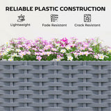 56.3" Self-Watering Planter Box with Trellis and Wheels, Gray
