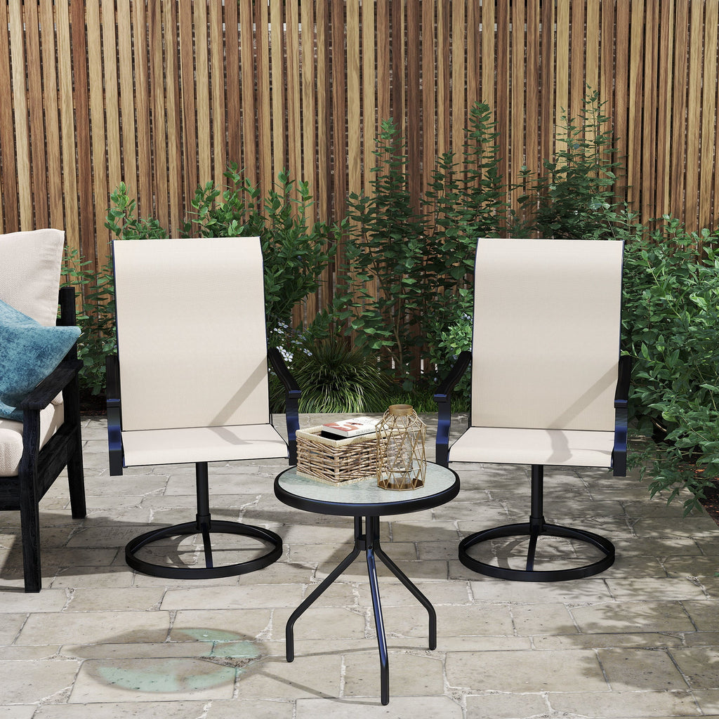 2-Piece Outdoor Patio Swivel Chairs, Beige