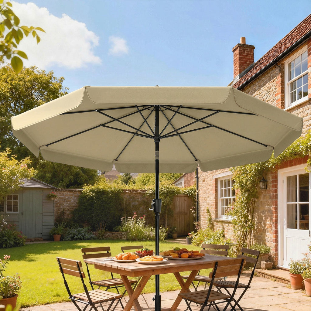10ft Patio Umbrella with Push Button Tilt and Crank, Khaki