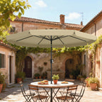 10ft Patio Umbrella with Push Button Tilt and Crank, Khaki
