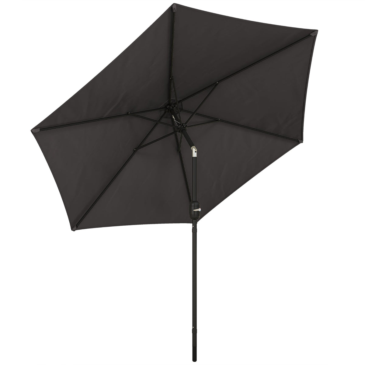 2.6 m Garden Parasol with Tilt, Crank, Vent & Aluminium Pole, Black