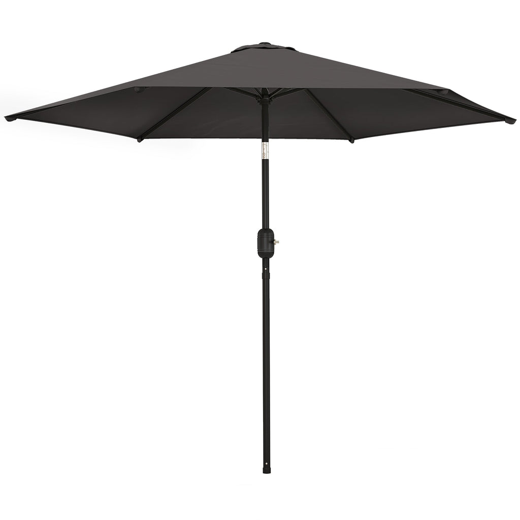 2.6 m Garden Parasol with Tilt, Crank, Vent & Aluminium Pole, Black