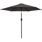 2.6 m Garden Parasol with Tilt, Crank, Vent & Aluminium Pole, Black