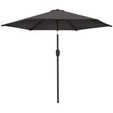 2.6 m Garden Parasol with Tilt, Crank, Vent & Aluminium Pole, Black