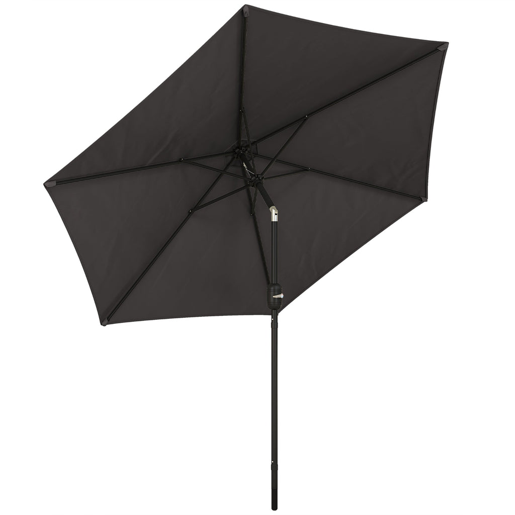 2.6 m Garden Parasol with Tilt, Crank, Vent & Aluminium Pole, Black