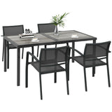 4 Seater Garden Dining Set with Stackable Armchairs, Grey
