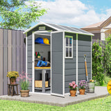 6' x 4' Outdoor Storage Shed with Floor and Lockable Door, Gray