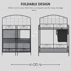 Folding Potting Bench Table with Storage Shelf, Flourishes