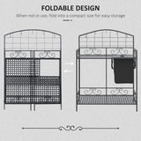 Folding Potting Bench Table with Storage Shelf, Flourishes
