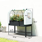 Galvanized Raised Garden Bed with Greenhouse Cover, Black