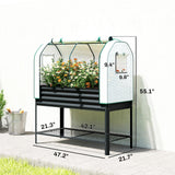 Galvanized Raised Garden Bed with Greenhouse Cover, Black