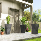 3-Piece 28" Tall Planters with Drainage Holes, Black
