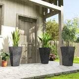 3-Piece 28" Tall Planters with Drainage Holes, Black