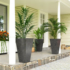 3-Piece 28" Tall Planters with Drainage Holes, Black