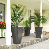3-Piece 28" Tall Planters with Drainage Holes, Black