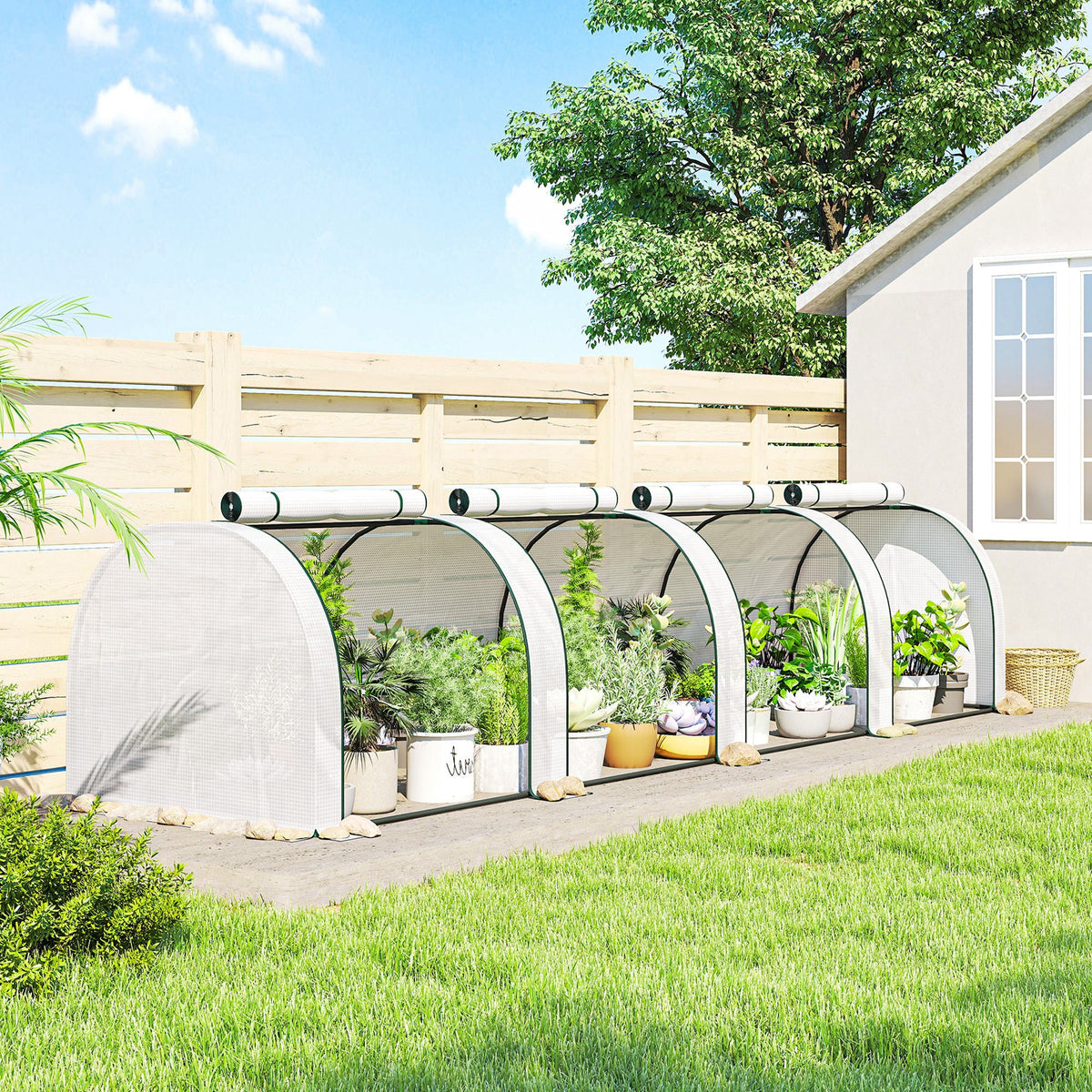 13' L x 3' W x 2.5' H Portable Tunnel Greenhouse, White