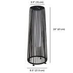 24" Wicker Solar Floor Lamp with Auto On/Off LED Lights, Black
