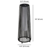 24" Wicker Solar Floor Lamp with Auto On/Off LED Lights, Black