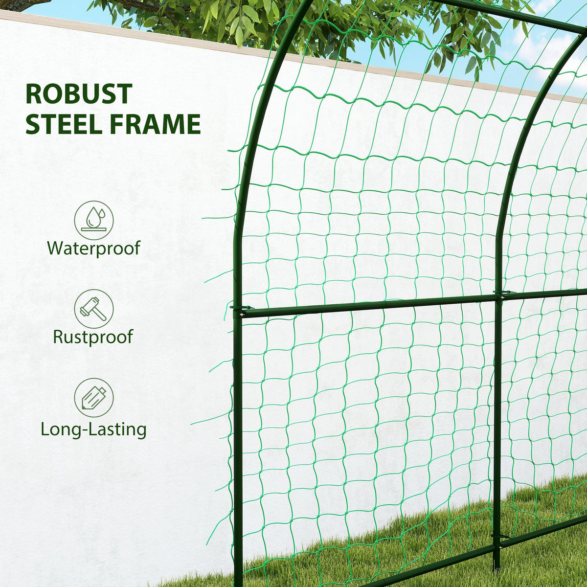 7.1FT Garden Arch Trellis with Climbing Net for Outdoor Plants