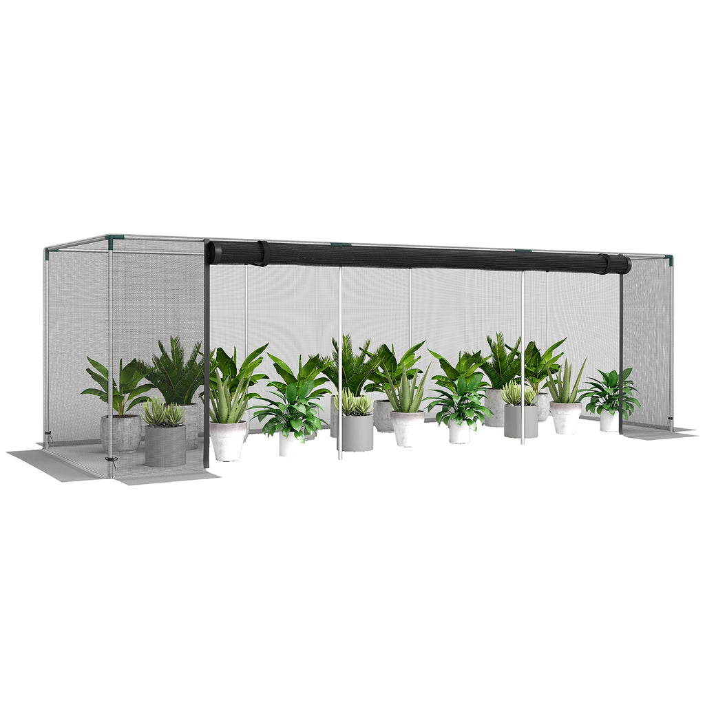 12' x 4' Crop Cage with Zippered Door and Steel Frame, Black